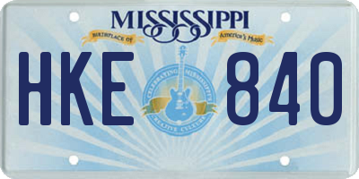 MS license plate HKE840