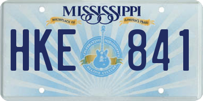 MS license plate HKE841