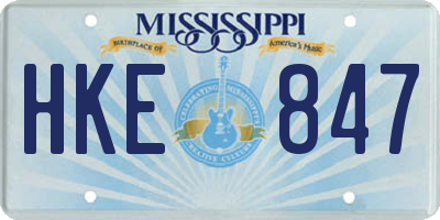 MS license plate HKE847