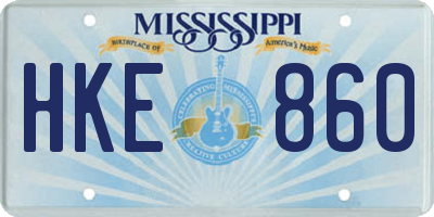 MS license plate HKE860