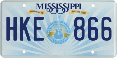 MS license plate HKE866