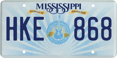 MS license plate HKE868