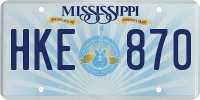 MS license plate HKE870