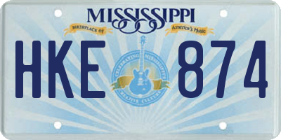 MS license plate HKE874