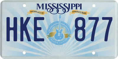 MS license plate HKE877