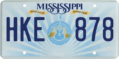 MS license plate HKE878