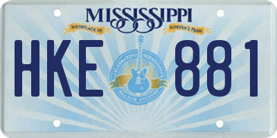 MS license plate HKE881
