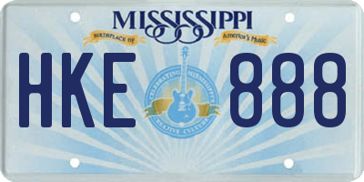 MS license plate HKE888