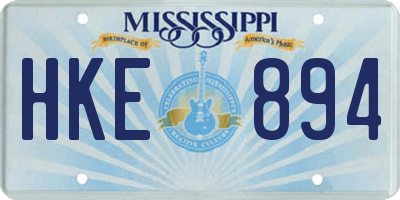 MS license plate HKE894