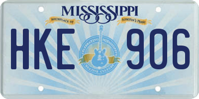 MS license plate HKE906