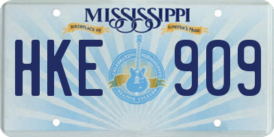 MS license plate HKE909