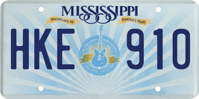 MS license plate HKE910