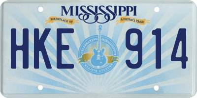 MS license plate HKE914