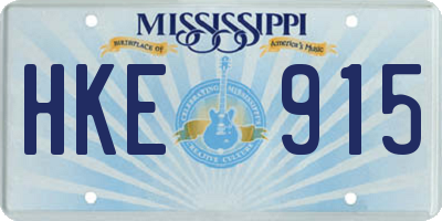 MS license plate HKE915