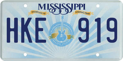 MS license plate HKE919