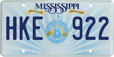 MS license plate HKE922