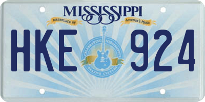 MS license plate HKE924