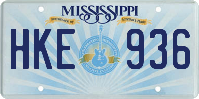 MS license plate HKE936