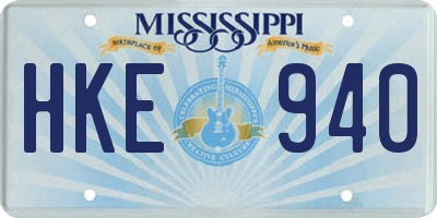 MS license plate HKE940