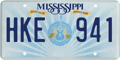 MS license plate HKE941