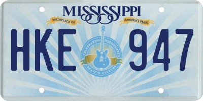 MS license plate HKE947