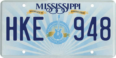 MS license plate HKE948