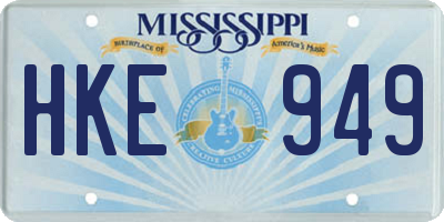 MS license plate HKE949