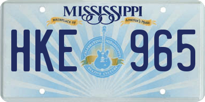 MS license plate HKE965