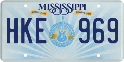 MS license plate HKE969