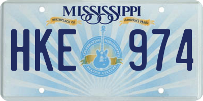 MS license plate HKE974