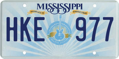 MS license plate HKE977