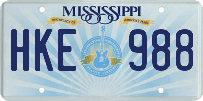 MS license plate HKE988