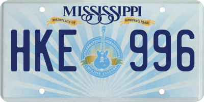 MS license plate HKE996