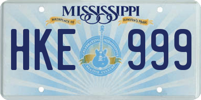 MS license plate HKE999