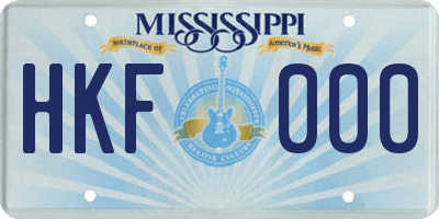 MS license plate HKF000