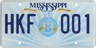 MS license plate HKF001