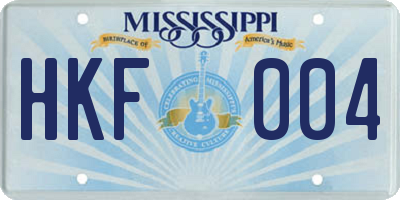 MS license plate HKF004