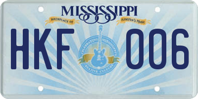 MS license plate HKF006