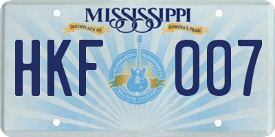 MS license plate HKF007