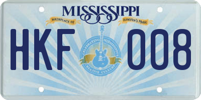 MS license plate HKF008