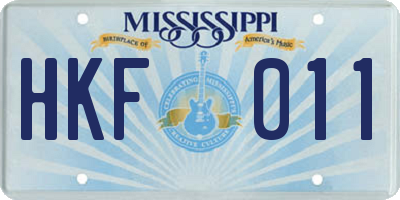 MS license plate HKF011