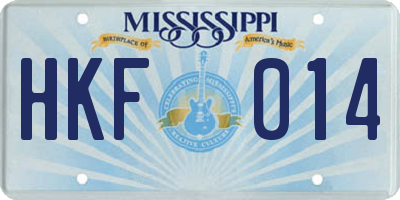 MS license plate HKF014