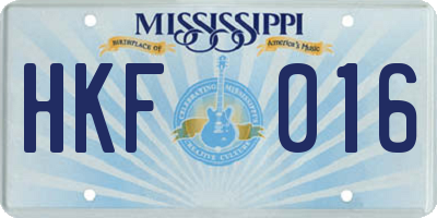 MS license plate HKF016
