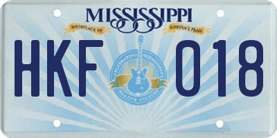 MS license plate HKF018
