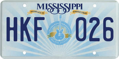 MS license plate HKF026