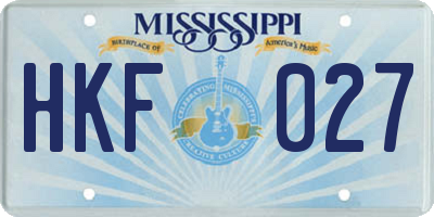 MS license plate HKF027