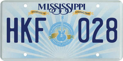 MS license plate HKF028