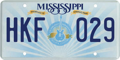MS license plate HKF029