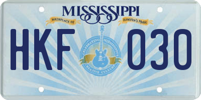 MS license plate HKF030