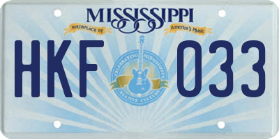 MS license plate HKF033